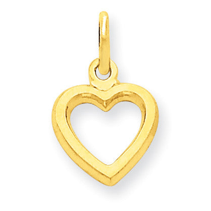 14k Solid Polished Flat-Backed Heart Charm C2152 - shirin-diamonds