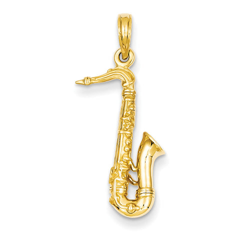14k Solid Polished 3-Dimensional Saxophone Charm C2276 - shirin-diamonds