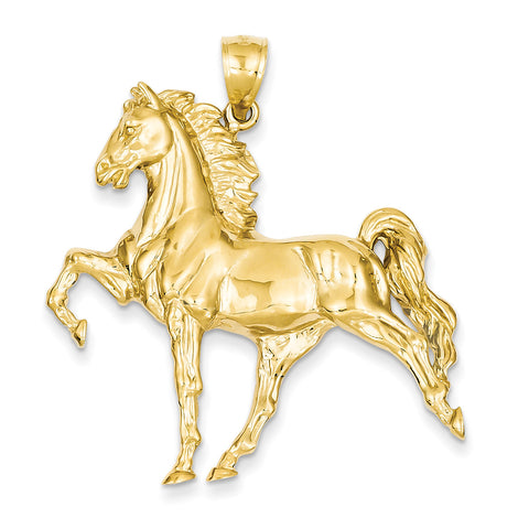14k Solid Polished Open-Backed Horse Pendant C2410 - shirin-diamonds
