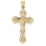 14k INRI Fleur De Lis Crucifix Pendant C249 - shirin-diamonds