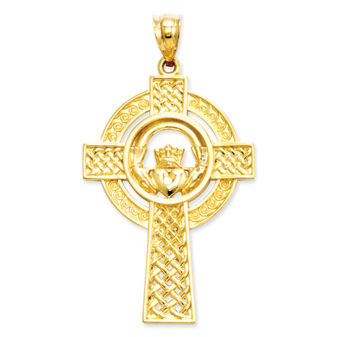 14k Celtic Claddagh Cross Pendant C2703 - shirin-diamonds
