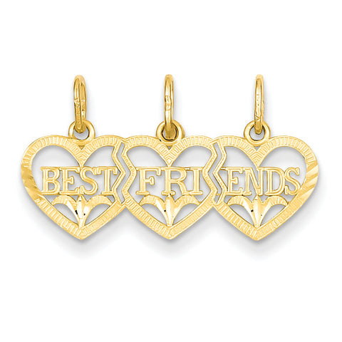 14k Triple Heart D/C Best Friends Break-apart Pendant C3028 - shirin-diamonds