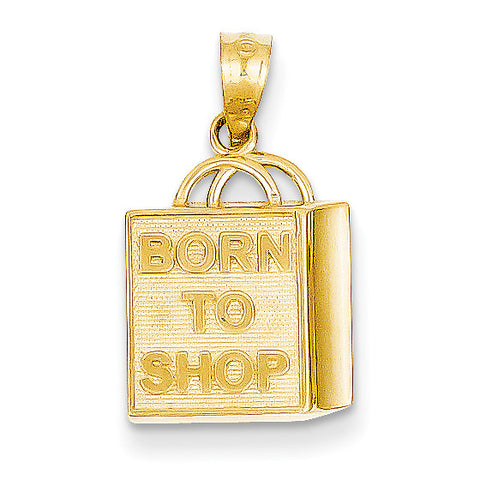 14k Shopping Bag Born to Shop Pendant C3217 - shirin-diamonds
