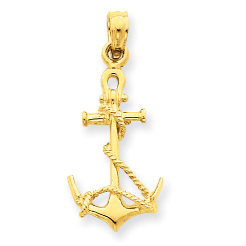 14k 3-D Anchor w/Shackle and Entwined Rope Pendant C3344 - shirin-diamonds