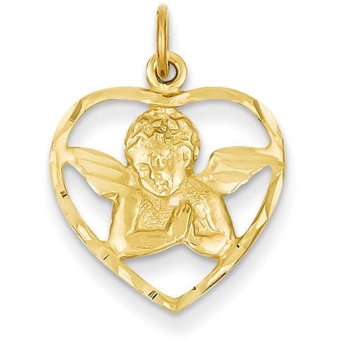 14k Angel in Heart Charm C343 - shirin-diamonds