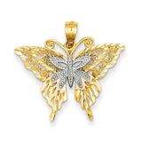 14k Rhodium Fancy Butterfly Pendant C3487 - shirin-diamonds