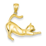 14k Stretching Cat Pendant C3521 - shirin-diamonds