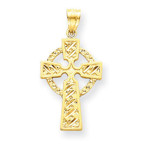 14k Diamond-cut Celtic Cross Pendant C3608 - shirin-diamonds