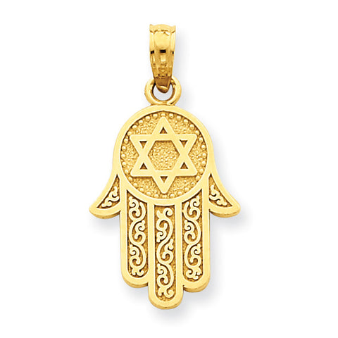 14k Jewish Hand of God w/Star of David Pendant C3993 - shirin-diamonds