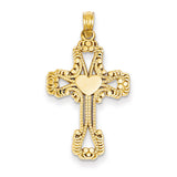 14K Beaded Cross with Heart Pendant C4194 - shirin-diamonds