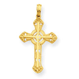 14K Stick Cross on Ornate Cross Pendant C4244 - shirin-diamonds