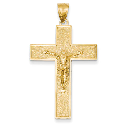 14K Textured Crucifix Latin Cross Pendant C4353 - shirin-diamonds