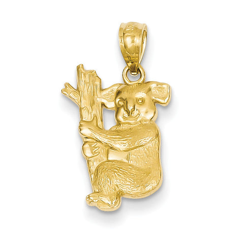 14k Yellow Gold Textured Koala Pendant C4502 - shirin-diamonds