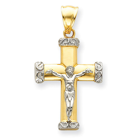 14k Two-tone Crucifix Pendant C961 - shirin-diamonds