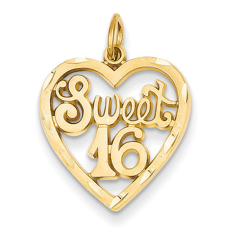 14k Sweet 16 in A Heart Charm C999 - shirin-diamonds