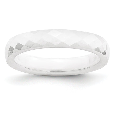 Ceramic White 4mm Faceted Polished Band CER45 - shirin-diamonds