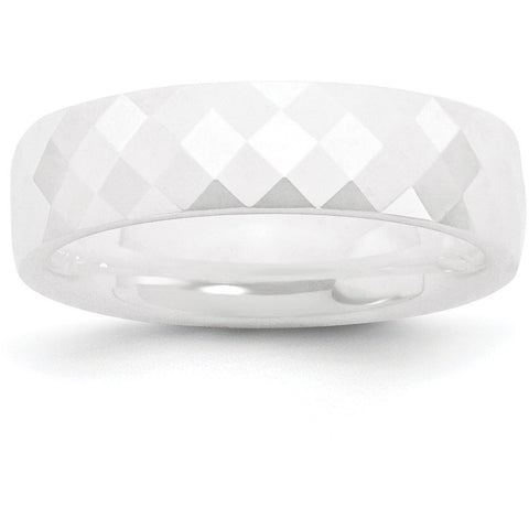 Ceramic White 6mm Faceted Polished Band CER48 - shirin-diamonds