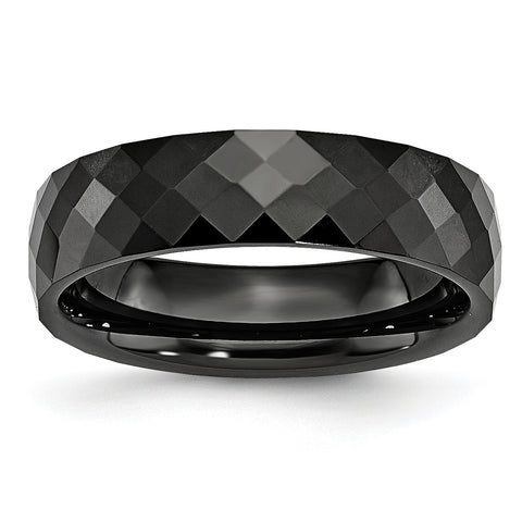 Ceramic Black 6mm Faceted Polished Band CER49 - shirin-diamonds