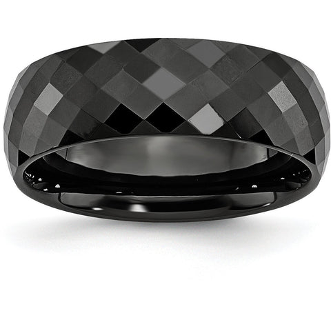 Ceramic Black Faceted 7.5mm Polished Band CER4 - shirin-diamonds