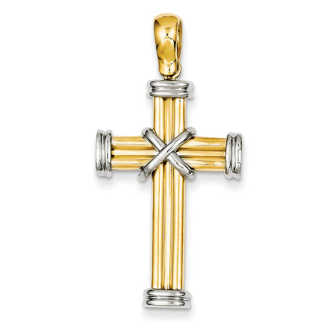 14k Two-tone Latin Cross Pendant CG17 - shirin-diamonds
