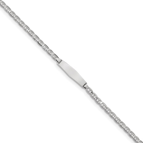 14k WG Anchor Link Soft Diamond Shape ID Bracelet CG80IDCW - shirin-diamonds