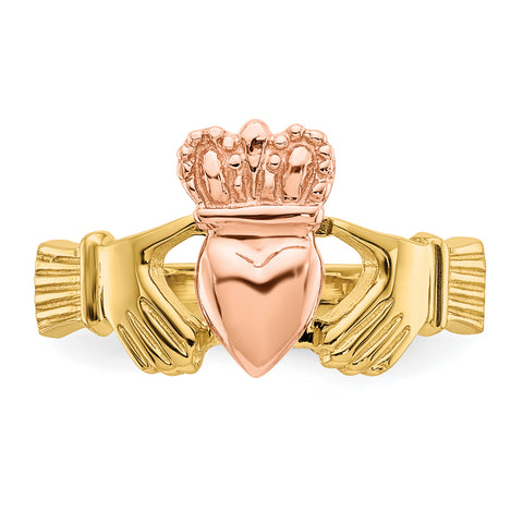 14k Two-tone Polished Claddagh Ring D100