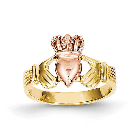 14k Two-tone Polished Claddagh Ring D100 - shirin-diamonds