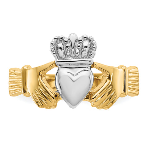 14k Two-tone Polished Claddagh Ring D101