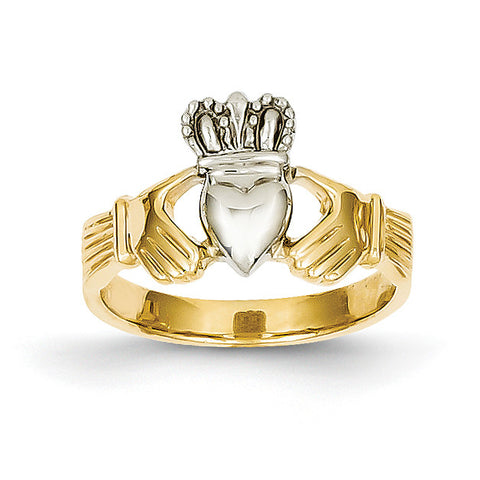 14k Two-tone Polished Claddagh Ring D101 - shirin-diamonds