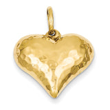 14k Hollow Polished Hammered Medium Puffed Heart Charm D1044 - shirin-diamonds