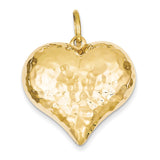 14k Hollow Polished Hammered Large Puffed Heart Charm D1046 - shirin-diamonds