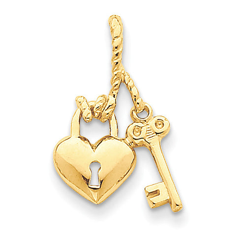14k Polished Heart & Key Slide D1071 - shirin-diamonds