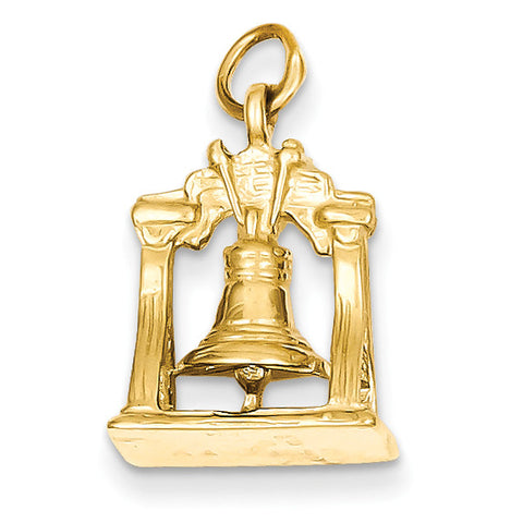 14k Solid Polished 3-Dimensional Liberty Bell Charm D1203 - shirin-diamonds