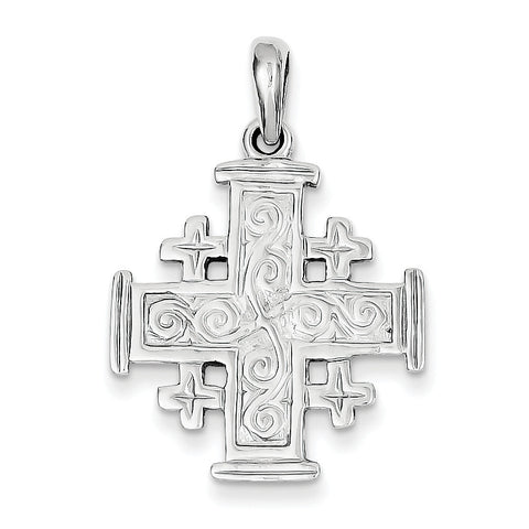 14k White Gold Jerusalem Cross Pendant D1658 - shirin-diamonds