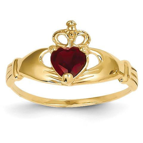 14k CZ January Birthstone Claddagh Heart Ring D1792 - shirin-diamonds