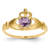 14k CZ June Birthstone Claddagh Heart Ring D1797 - shirin-diamonds
