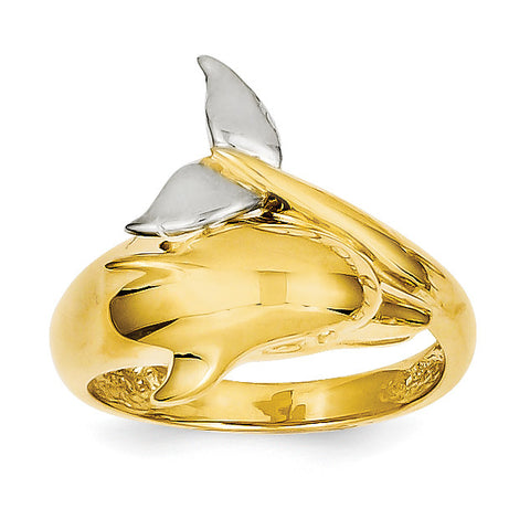 14k Two-tone Polished Dolphin Ring D1924 - shirin-diamonds