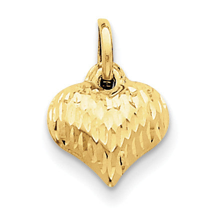14k Diamond-cut Puffed Heart Charm D2887 - shirin-diamonds