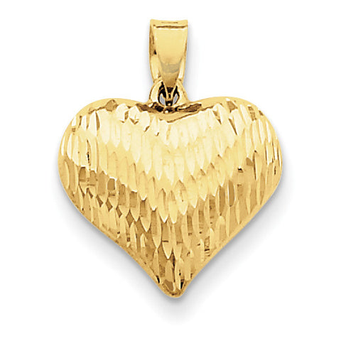 14k Diamond-cut Puffed Heart Charm D2888 - shirin-diamonds