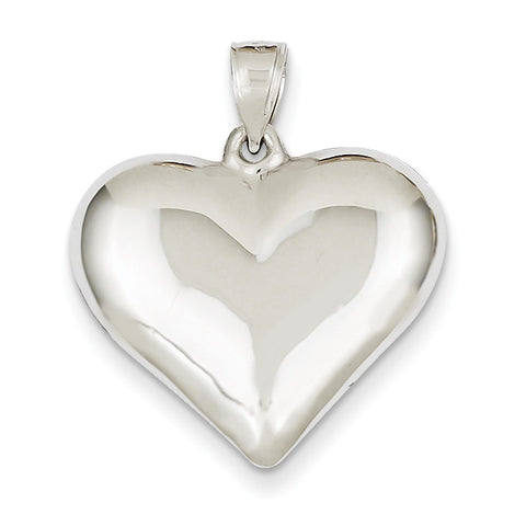 14k White Gold Polished Hollow Heart Pendant D2889 - shirin-diamonds