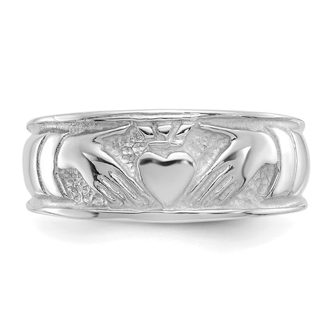 14k White Gold Ladies Claddagh Ring D3114
