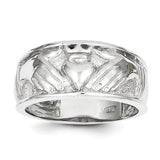 14k White Gold Men's Claddagh Ring D3115 - shirin-diamonds
