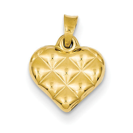 14k Quilted Puffed Heart Charm D3310 - shirin-diamonds