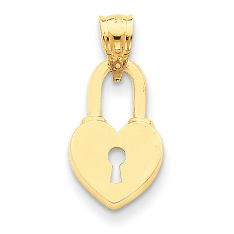 14K Heart Lock Pendant D3404 - shirin-diamonds