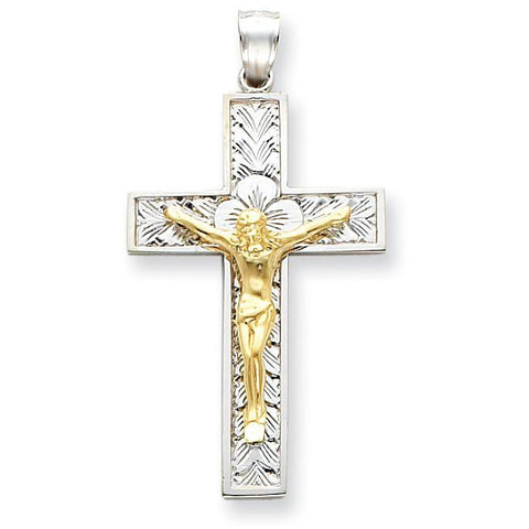 14k Two-tone Crucifix Pendant D347 - shirin-diamonds