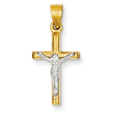 14k Two-tone Hollow Crucifix Charm D3594 - shirin-diamonds