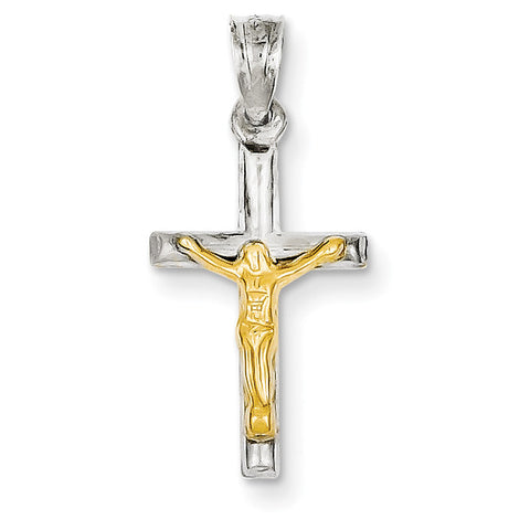 14k Two-tone Hollow Crucifix Charm D3595 - shirin-diamonds