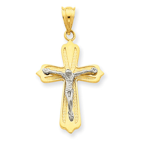 14K Two-tone Crucifix Pendant D3658 - shirin-diamonds