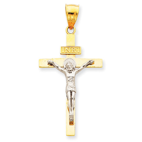 14K Two-tone INRI Crucifix Pendant D3667 - shirin-diamonds
