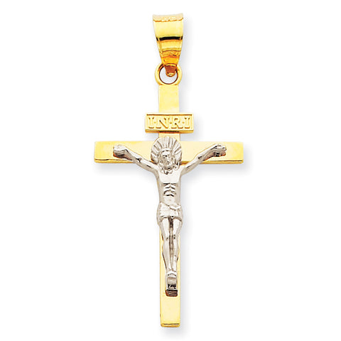 14K Two-tone INRI Crucifix Pendant D3668 - shirin-diamonds
